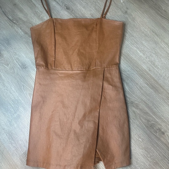 Altar'd State Tan Asymmetrical Wrap Mini Dress Size M 🦄 - Picture 1 of 4